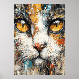 Poster Abstract Expressionist Cat Portrait Modern Animal 