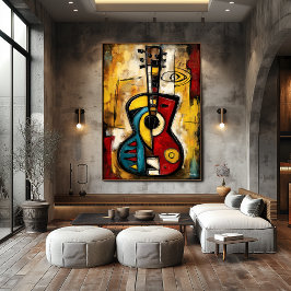Poster Abstract Expressionist Ukulele – Symbolic Modern