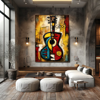 Poster Abstract Expressionist Ukulele – Symbolic Modern