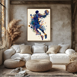 Poster Abstract Fluid Ink Basketball Player – Modern Art