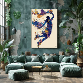 Poster Abstract Fluid Ink Basketball Player – Modern Art