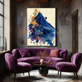 Poster Abstract Fluid Ink Rock Climber – Modern Motion 