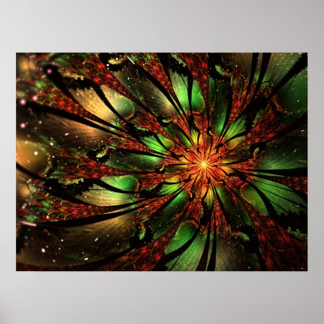 Poster Abstract fractal flower design. (Frente)