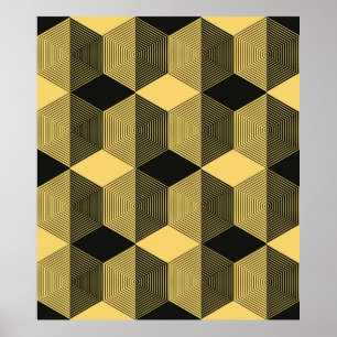 Poster Abstract geometric background. Hexagonal mesh with
