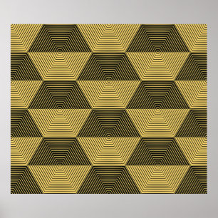 Poster Abstract geometric background. Hexagonal mesh with