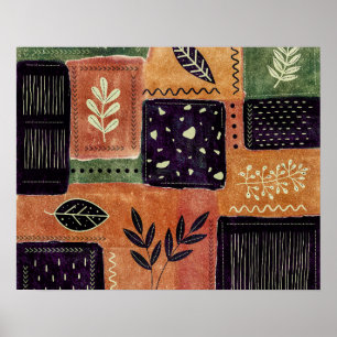 Poster Abstract Geometric Circles Shapes and Leaves  