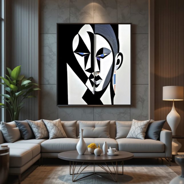 Poster Abstract Geometric Cubist Face (Criador carregado)