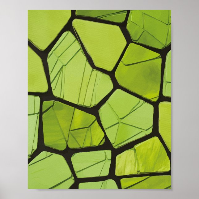 Poster Abstract Green Geometric Mosaic (Frente)