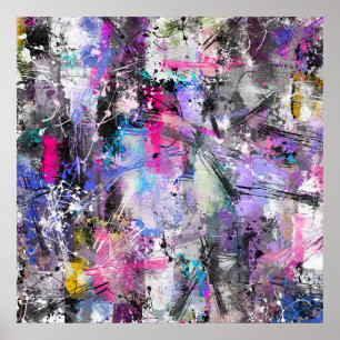 Poster Abstract Grungy Colorful Paint