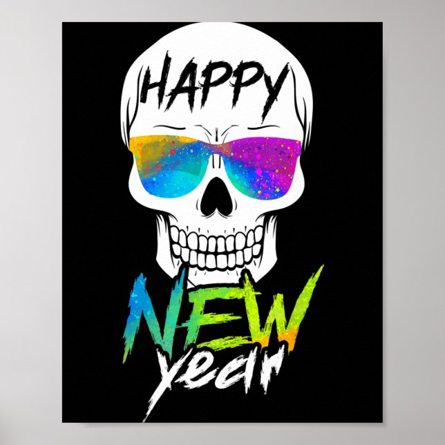 Poster Abstract Happy New Skull Year  (Frente)
