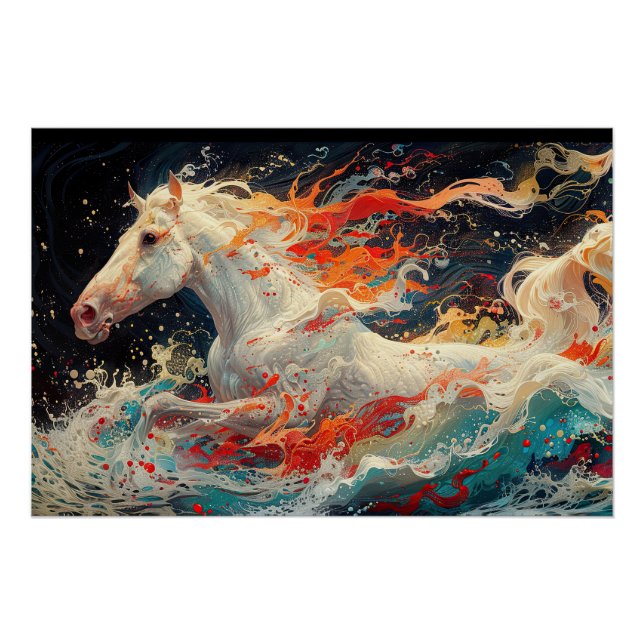 Póster Abstract horse mural on vibrant brick canvas. Gene (Frente)