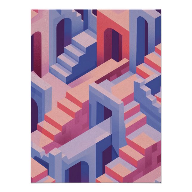 Póster  Abstract Isometric Stairs and Arches (Frente)