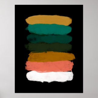 Poster Abstract line art brush strokes colorful fine art