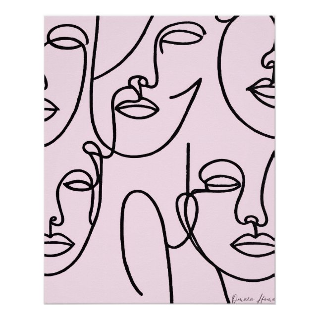 Póster Abstract Line Faces Wall Art (Frente)
