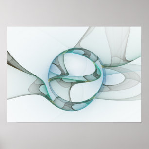 Póster Abstract moderna Fractal espécie Blue Turquoise