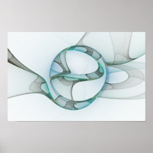 Poster Abstract moderna Fractal espécie Blue Turquoise