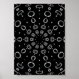 Poster Abstract Monochrome White Mandala Geometric Patter