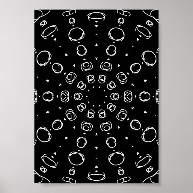 Poster Abstract Monochrome White Mandala Geometric Patter (Frente)