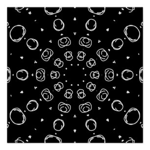 Póster Abstract Monochrome White Mandala Geometric Patter