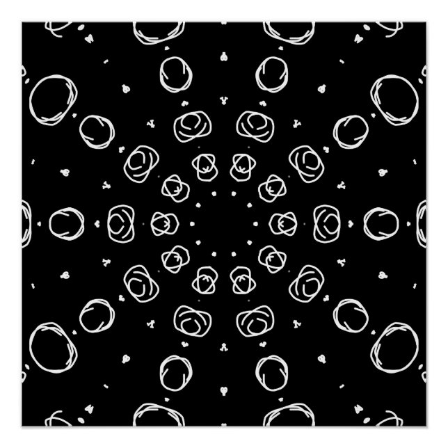 Póster Abstract Monochrome White Mandala Geometric Patter (Frente)