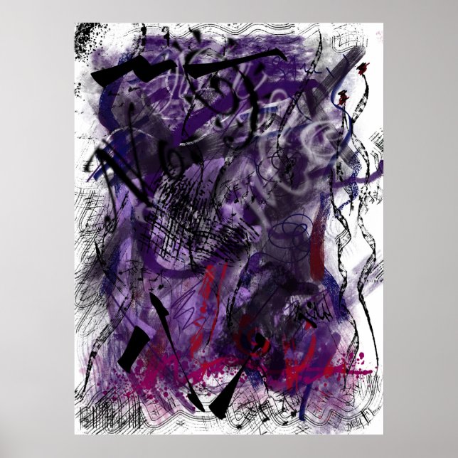 Poster Abstract Mystical Purple Brush Strokes Wall Art    (Frente)