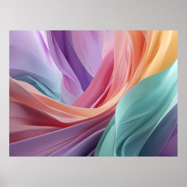 Poster Abstract Pastel Fabric Waves  (Frente)