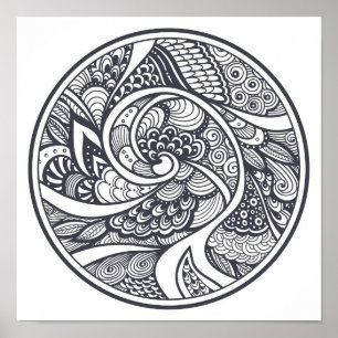 Póster Abstract Pattern In Zen-Doodle Style 2