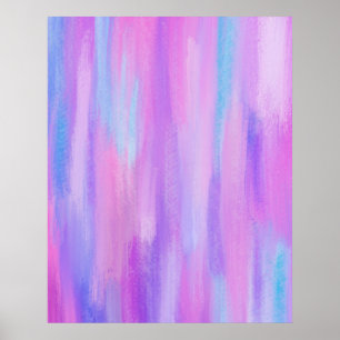 Poster Abstract Pink, Purple and Turquoise Paint Strokes