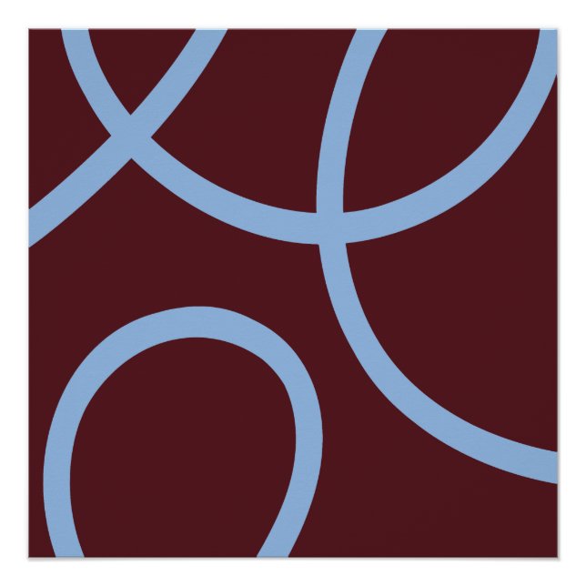Póster Abstract Poster – Blue Lines Burgundy (Frente)