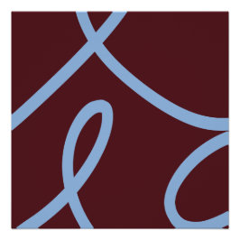 Póster Abstract Poster – Blue Lines on Burgundy