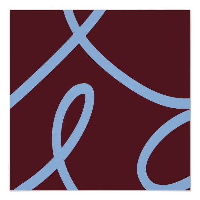 Póster Abstract Poster – Blue Lines on Burgundy (Frente)
