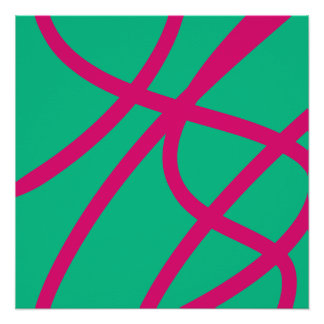 Póster Abstract Poster – Red Lines on Green