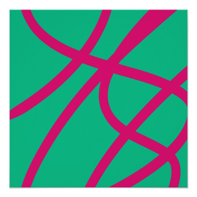 Póster Abstract Poster – Red Lines on Green (Frente)