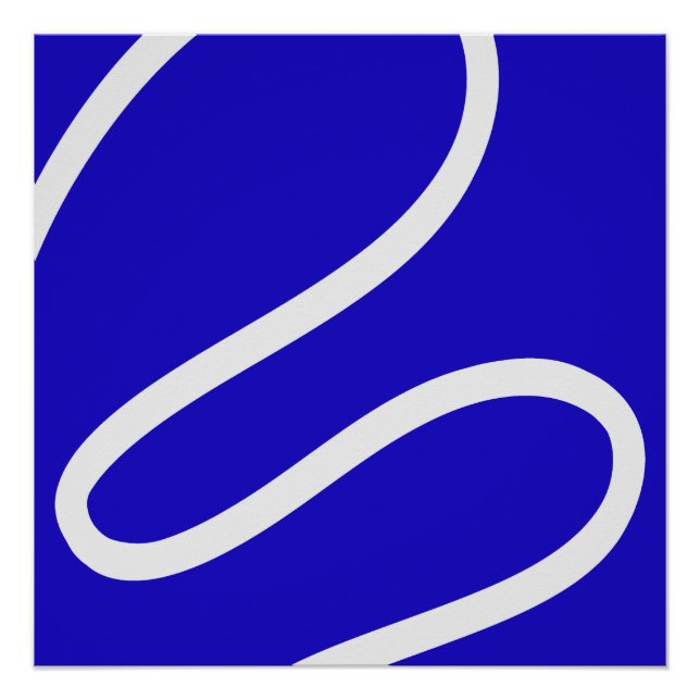 Póster Abstract Poster – White Lines on Blue (Frente)