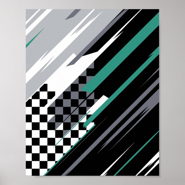 Poster Abstract Racing Background with Diagonal Streaks (Frente)