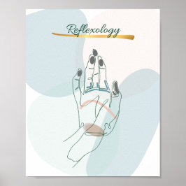 Poster Abstract Reflexology Hand Map Neutral Tones
