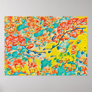 Poster Abstract Sakura Spring Cherry Blossom Floral