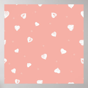 Poster Abstract seamless pattern with hand drawing hearts