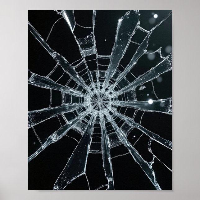 Poster Abstract Shattered Glass Texture Broken Web Crack (Frente)
