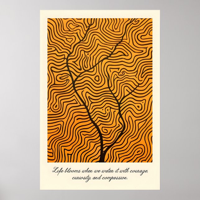 Poster Abstract Tree Line Art Print Inspirational Growth (Frente)