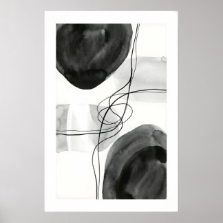 Poster Abstract Wall Art Print Graphite Circles and Fine