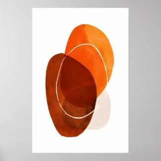 Poster Abstract Wall Art Print Orange and Brown Ovals