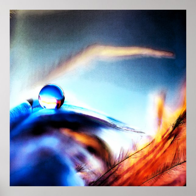 Poster Abstract Water Droplet Vibrant Macro Photography  (Frente)
