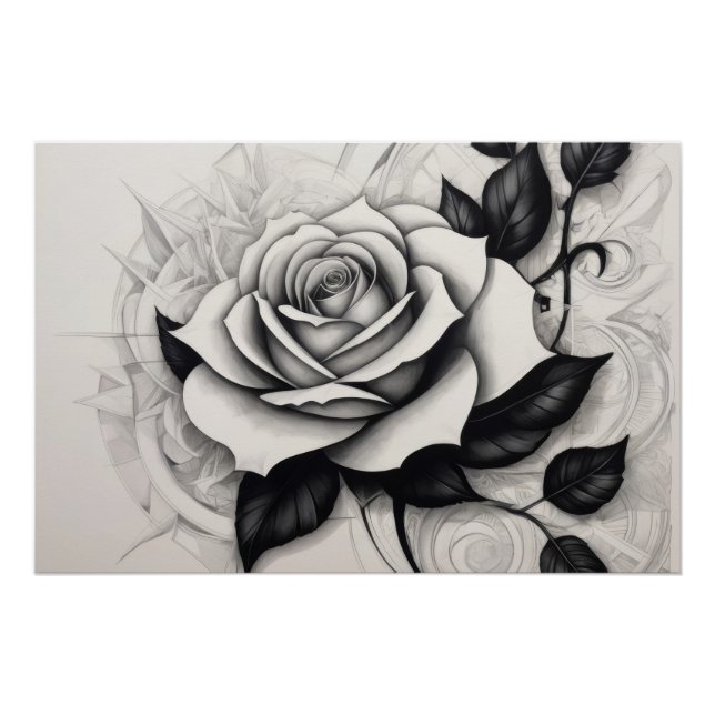 Póster Abstract white rose (Frente)