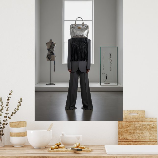 Poster Abstract woman with bag on head (Cozinha)