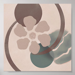 Poster Abstract Yin Yang flower minimalist art