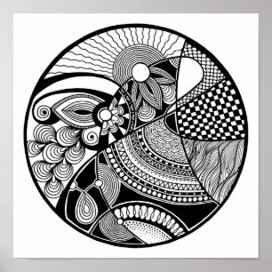 Póster Abstract Zendala On Circle 2