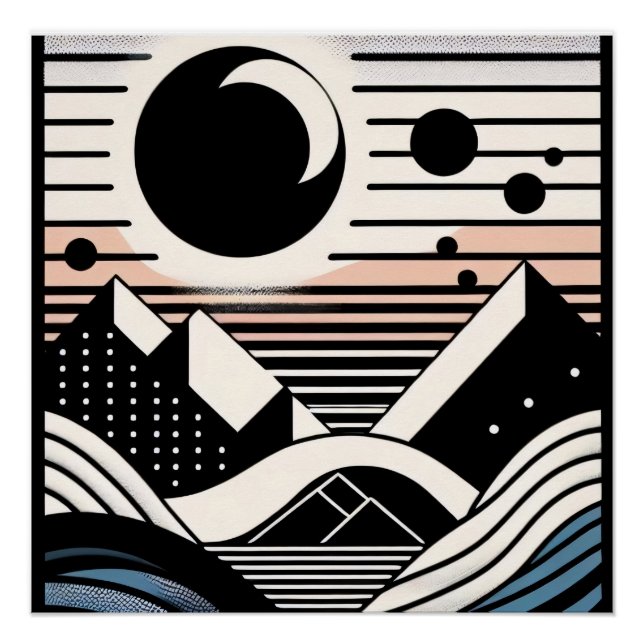 Póster Abstrakte Berglandschaft bei Nacht (Frente)