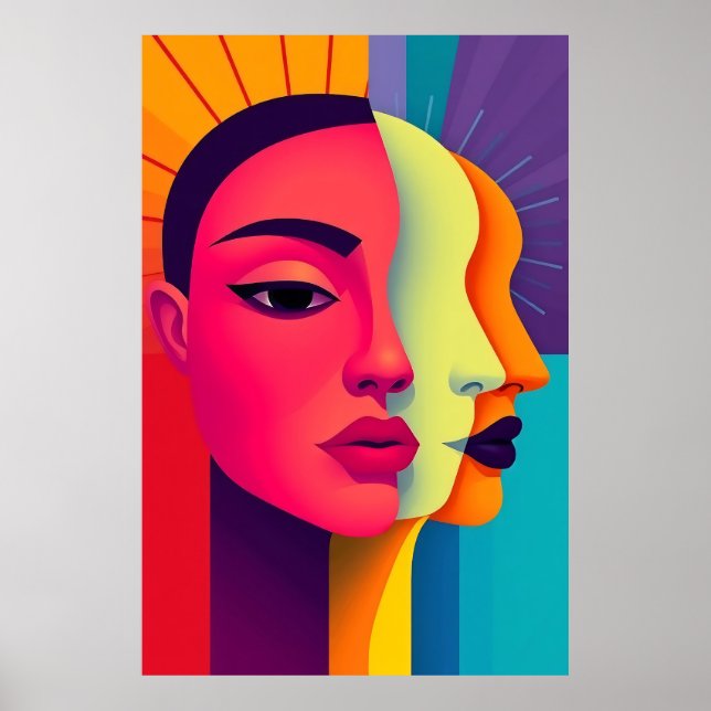 Poster Abstrakte Frauen Gesichter (Frente)