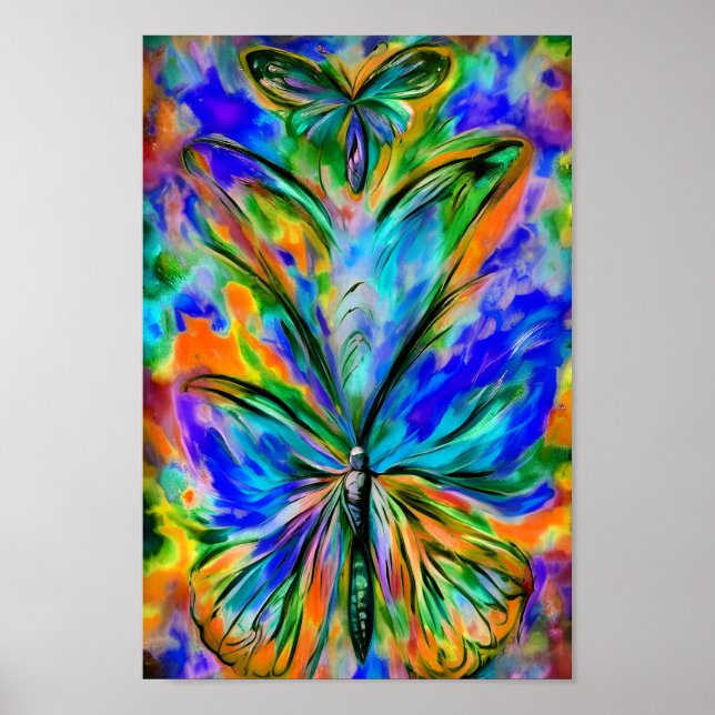 Poster Abstrakter Schmetterling # 1 , Farbvarichange 1 (Frente)